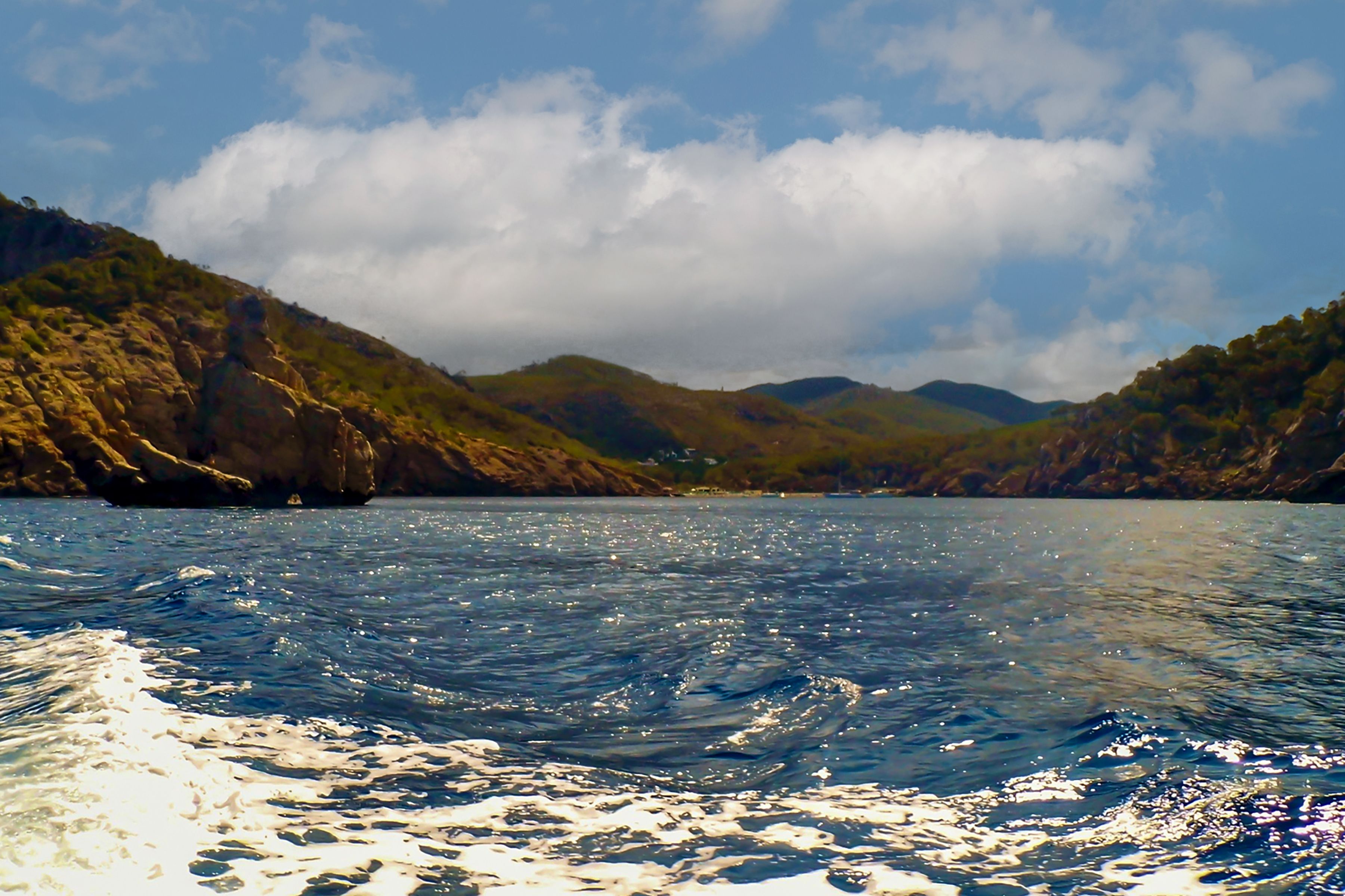 A image of Benirras Cove, and island inlet on the Northern Coast of Ibiza.