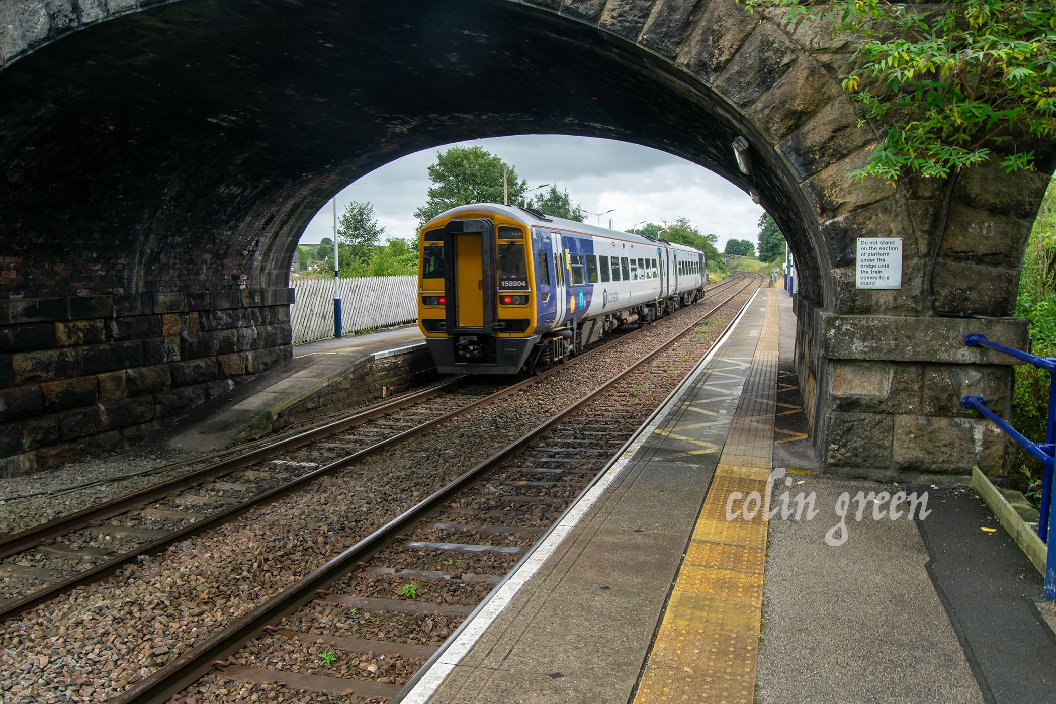 A picture of a Leeds bound train waiting at long Preston Railway Station