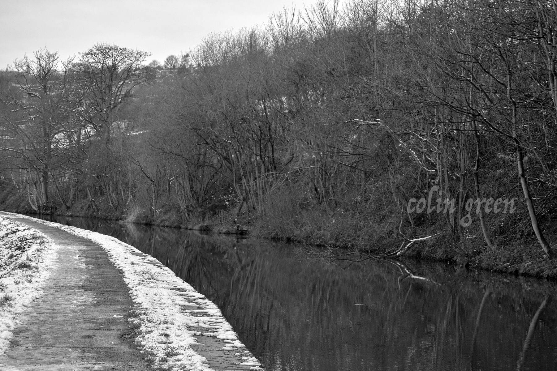 A black and white image of the Calder and Hebble Navigation at Copley, West Yorkshire.