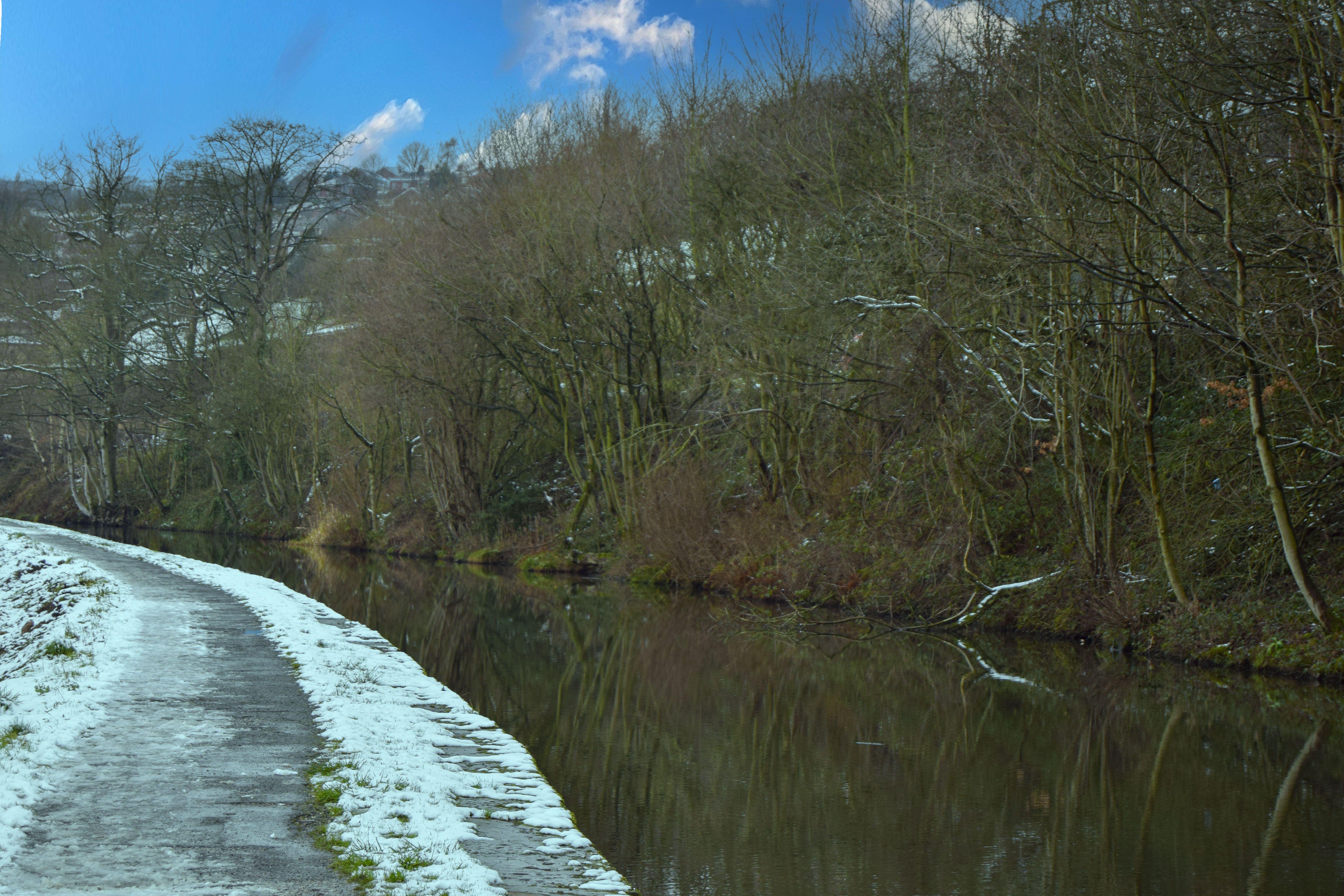 A colour image showing the Calder and Hebble Navigation Canal at Copley, West Yorkshire