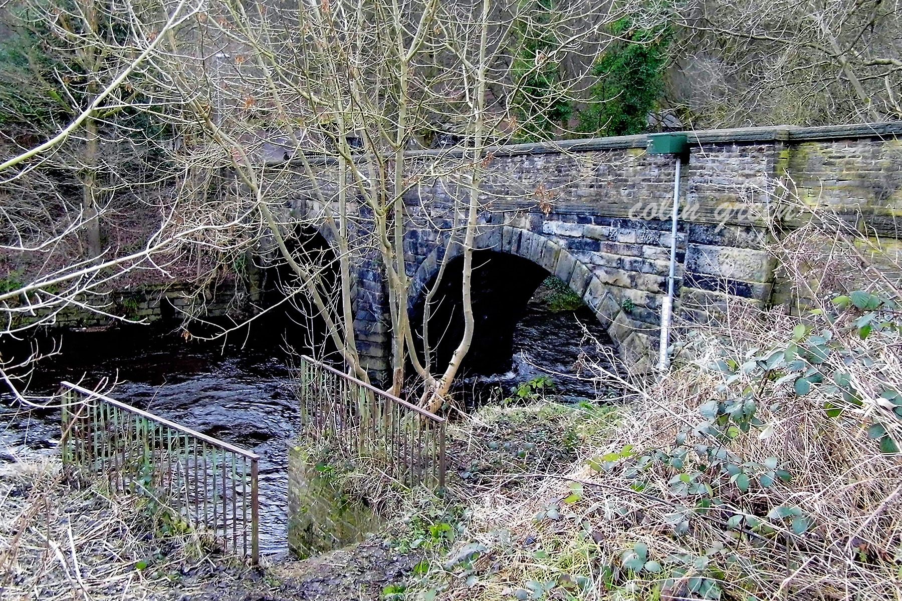 Stone bridge over the River Calder at Copley