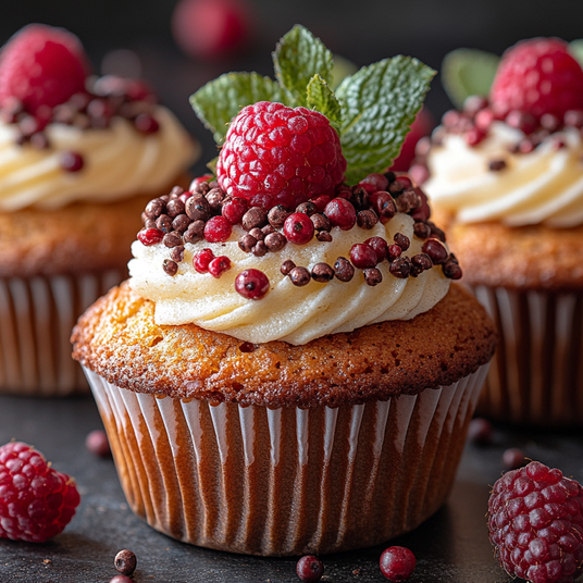 Gourmet Raspberry Cupcakes with Vanilla Frosting