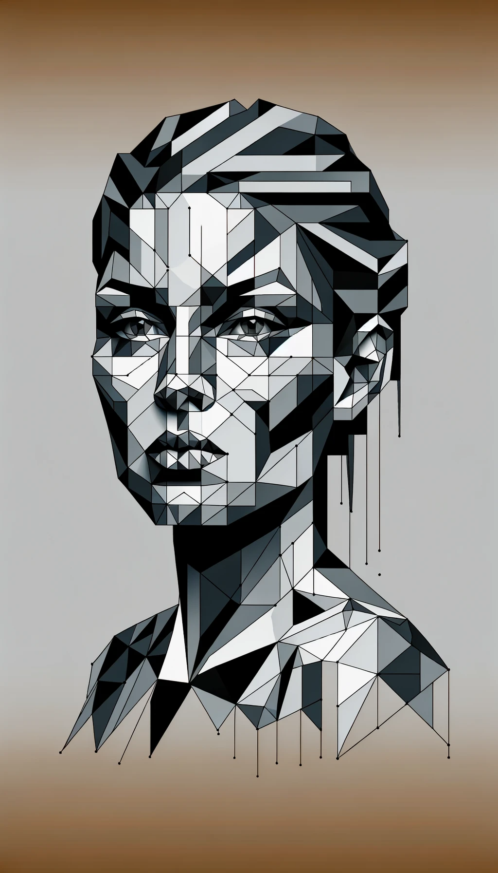 Geometric portrait of a woman with her face and body composed of ...