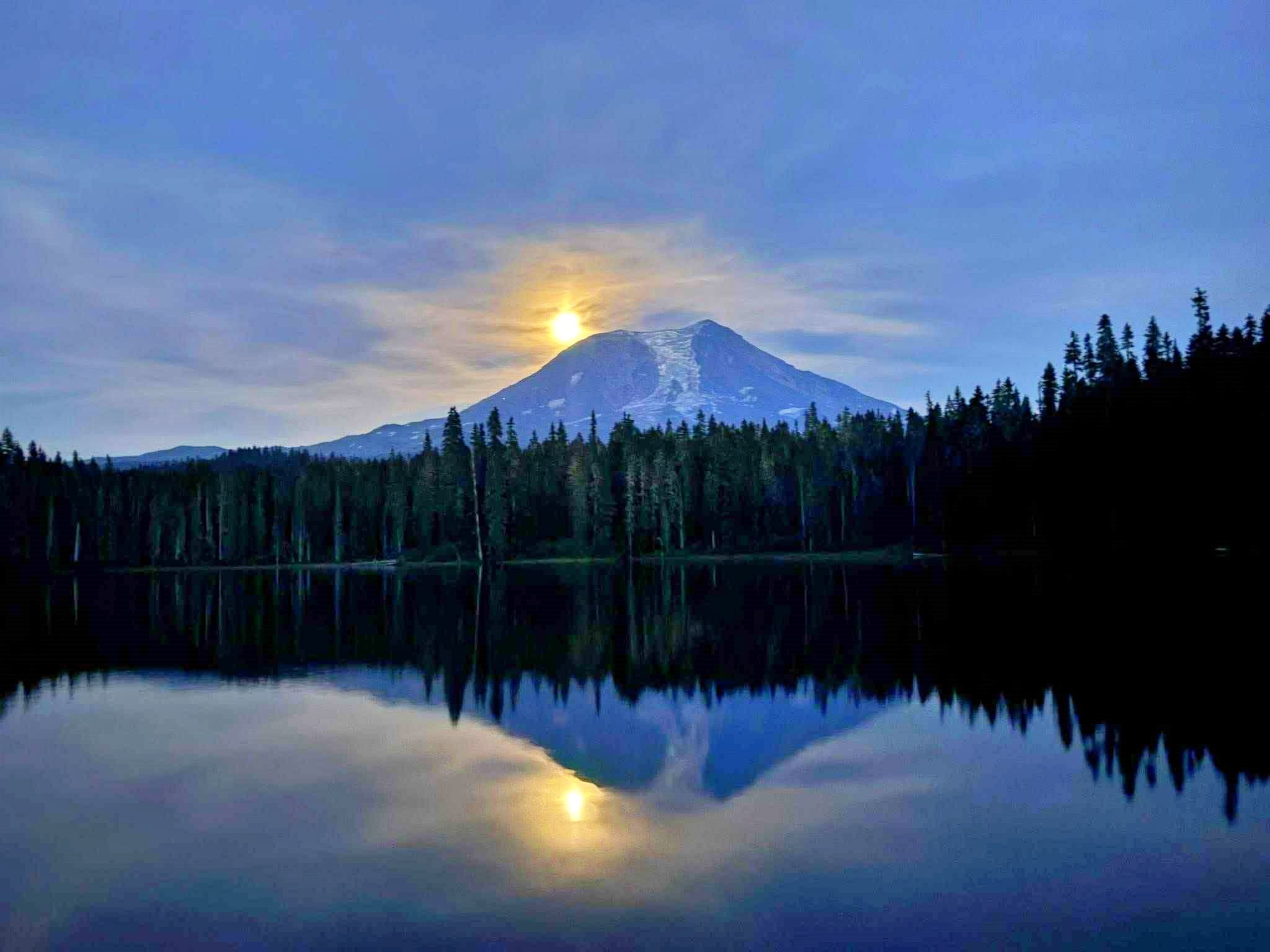 Takhlakh Lake Moonrise Over Mount Adams by rafagallery | Clickasnap