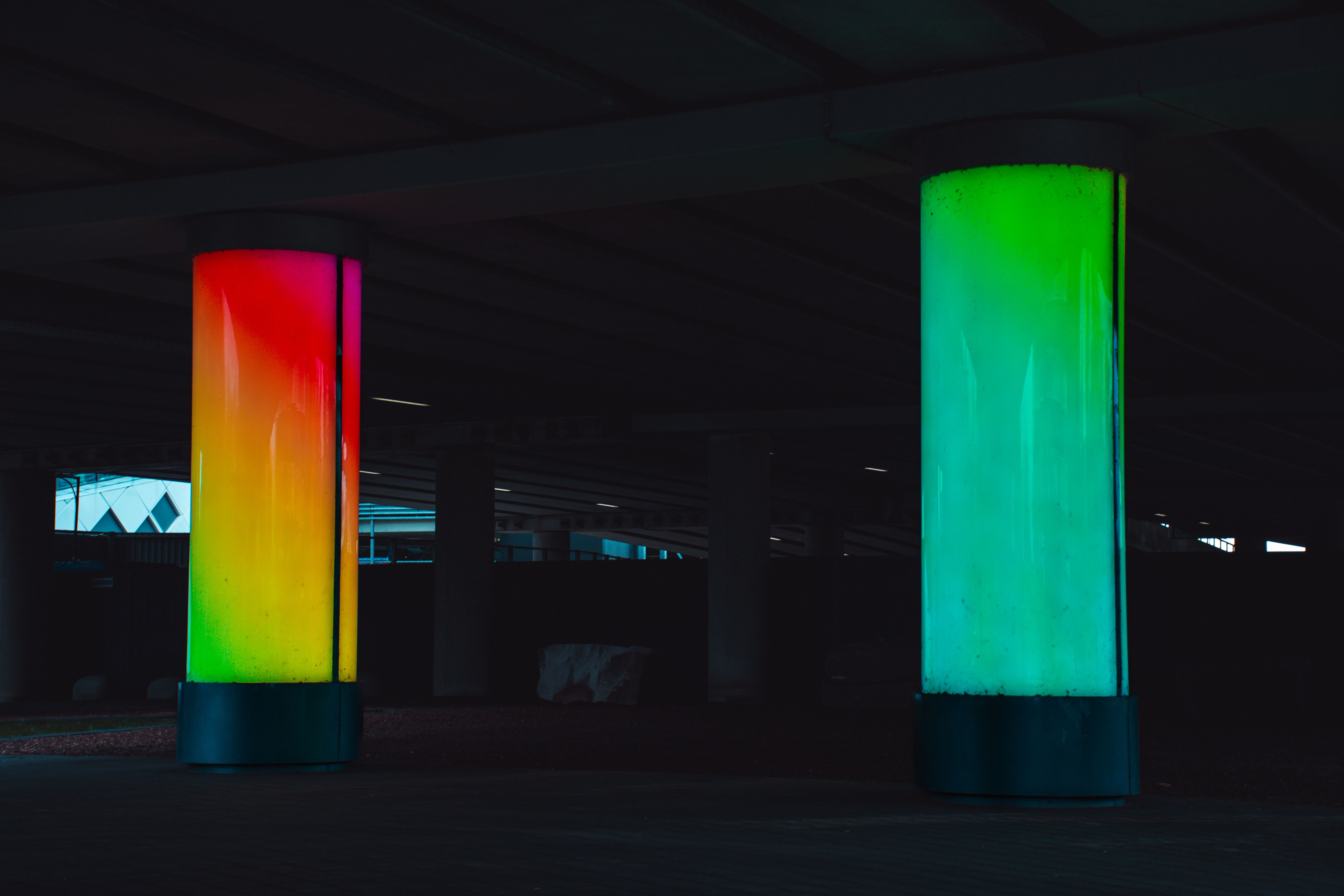 Colorful Light Columns Underpass by Basr36 | Clickasnap