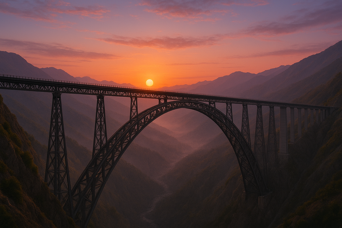 Chenab Bridge at Dawn | World’s Highest Arch Bridge in Kashmir by ...